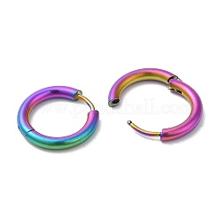 Orecchini a cerchio Huggie da donna con placcatura ionica (ip) in lega di titanio&nbsp;EJEW-A100-01E-RC