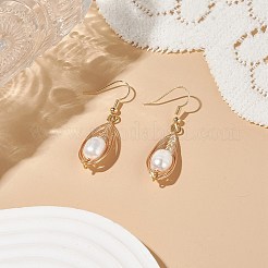 Pendientes colgantes de perlas naturales en forma de lágrima&nbsp;EJEW-JE05091-02