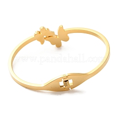 Brazaletes ajustables de acero inoxidable 304 con revestimiento al vacío de PVD y mariposa para mujer&nbsp;BJEW-F474-18G