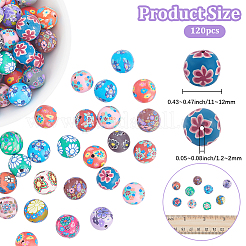 120 Stück handgefertigte Polymer-Tonperlen mit Blumenmuster&nbsp;CLAY-PA0001-24A