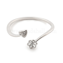 Verstellbare Ringfassungen aus Messing mit Blatt- und Blumenmotiv&nbsp;KK-G527-01C-P