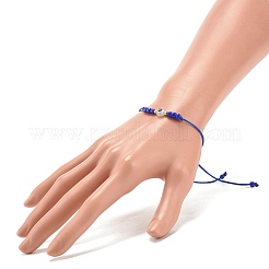 2 flache runde Armbänder aus geflochtenen Acrylperlen mit Herz und Glassamen&nbsp;BJEW-JB08034-05