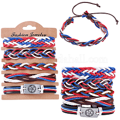 Set di bracciali intrecciati in cordino di pelle per uomo e donna&nbsp;BJEW-CL0001-43A