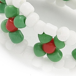 Bagues extensibles en perles de verre sur le thème de Noël pour femmes&nbsp;RJEW-TA00159
