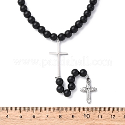 Verstellbare Halsketten mit Doppelkreuz-Anhänger aus Edelstahl&nbsp;NJEW-F336-02P