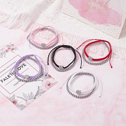 Braccialetti di perline intrecciati in ottone con micro pavé di zirconi cubici a cuore per donne adolescenti&nbsp;BJEW-JB07044