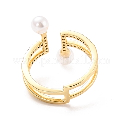 Bague de manchette en zircone cubique double ligne pour femme&nbsp;RJEW-C004-13-RS