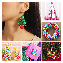 200 Stück 2 Stile handgefertigte DIY-Puppenbastel-Pompon-Garn-Pompon-Bälle&nbsp;AJEW-TA0002-18