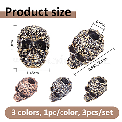 3 pz 3 perline europee in ottone colorate&nbsp;KK-FH0008-39