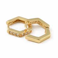 Aretes de aro con hexágono de circonita cúbica transparente&nbsp;EJEW-B013-07