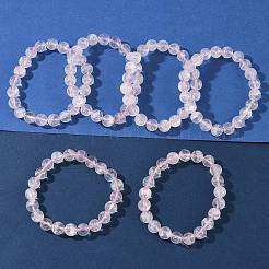 Bracelets extensibles en perles rondes de quartz rose naturel pour femmes&nbsp;BJEW-Q056-01A