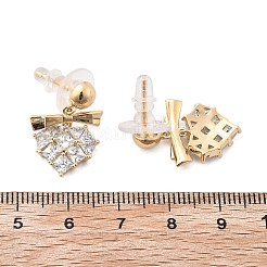 Orecchini a bottone in ottone con zirconi chiari&nbsp;EJEW-D301-06G-04