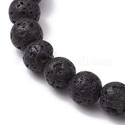 Pulseras elásticas de cuentas de roca de lava natural redondas para mujer&nbsp;BJEW-JB11401