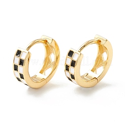 Pendientes de aro con bisagras gruesas esmaltadas con patrón de tartán para mujer&nbsp;EJEW-P196-22G