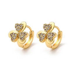 Pendientes de aro de latón con forma de trébol&nbsp;EJEW-S256-05G