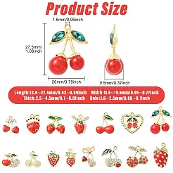 28 Stück 14 Stile Zinklegierung Strass Obst Anhänger&nbsp;FIND-CJ0004-95