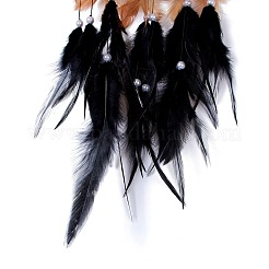 Handgemachtes Auge & Baum des Lebens gewebtes Netz/Netz mit Feder-Wandbehang-Dekoration&nbsp;HJEW-K035-02