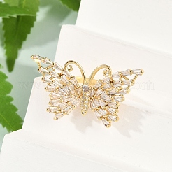 Schmetterling Messing Micro Pave bunte Zirkonia Fingerringe für Frauen&nbsp;RJEW-G343-30G-02