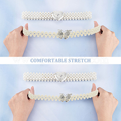 2 Stück 2 Stil ABS-Kunststoff Perlen geflochtene Stretch-Kettengürtel mit ovalem Verschluss aus Legierung&nbsp;AJEW-CP0001-66