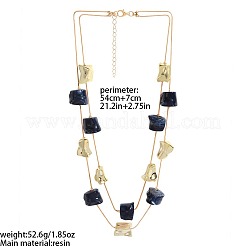 Collane a doppio strato da donna con pepite in resina e plastica CCB e catene in lega.&nbsp;WG8113C-01