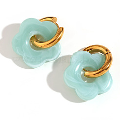 Boucles d'oreilles créoles en acier inoxydable et acrylique avec fleurs&nbsp;FS-WGEB331-09