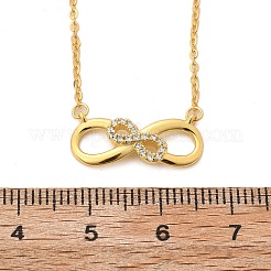 925 Halskette mit Doppel-Unendlichkeits-Anhänger aus Sterlingsilber mit klarem Mikropavé und Zirkonia für Damen&nbsp;NJEW-D315-03G
