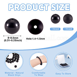 2 hebra de 2 estilos de cuentas de ónix negro natural (teñidas y calentadas)&nbsp;G-TA0003-52-8mm
