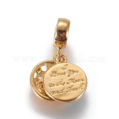 Charms pendenti europei in ottone con micro pavé di zirconi cubici&nbsp;KK-F790-09G