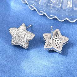 Latón micro pave aretes de circonita cúbica transparente&nbsp;EJEW-G471-31P-01