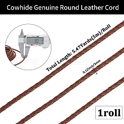 Cordon à lettres rond tressé en cuir de vache de 5 m&nbsp;WL-GF0001-34A-02