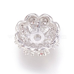 Tappi perline in zirconi cubici di micro pavè di ottone a più petali&nbsp;ZIRC-F088-038P