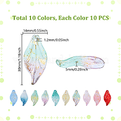 100 Stück 10 Farben handgefertigte Bunte Malerei-Anhänger mit Goldfolie&nbsp;LAMP-GA0001-15