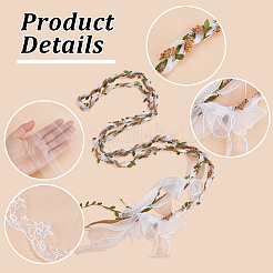 Polyester Hochzeit Lasso Kette & Blume Organza Braut Haupt Hochzeit Schleier Kopfschmuck Sets&nbsp;HJEW-OC00101