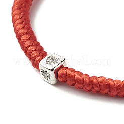 Würfel mit Herz Messing Micro Pave Zirkonia geflochtene Perlenarmbänder für Paare&nbsp;BJEW-JB06796