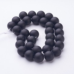 Chapelets de perles perles en agate noire naturelle&nbsp;G-D543-12mm