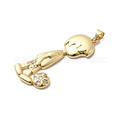 Pendentifs avec zircon cubiques à micro-pavés en laiton&nbsp;KK-H519-02B-G