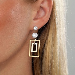 Orecchini pendenti in acciaio inossidabile con zirconi da donna&nbsp;US6839