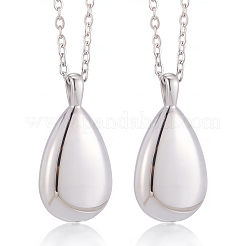 2 colgante de urna conmemorativa de acero inoxidable 201 con forma de lágrima para cenizas.&nbsp;NJEW-CN0001-21S