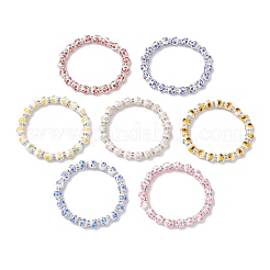 Bracelets extensibles en perles de céramique et porcelaine à imprimé floral pour femmes&nbsp;BJEW-JB12375