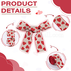 Ruban imprimé cœur en polyester pour la Saint-Valentin de 10 m&nbsp;SRIB-CY0001-01C