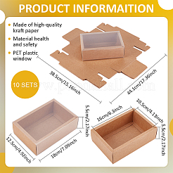 Scatole rettangolari in carta kraft per cassetti&nbsp;CON-WH0089-119B