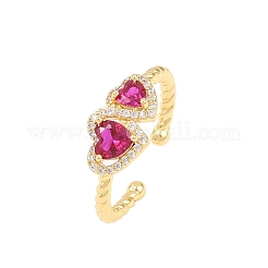 Bagues ouvertes en laiton avec micro pavé de zircones cubiques pour femmes&nbsp;RJEW-C153-04G