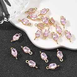 Breloques connecteurs ovales en laiton pavé de zircone cubique shegrace&nbsp;XGRQ2O174-437B-G