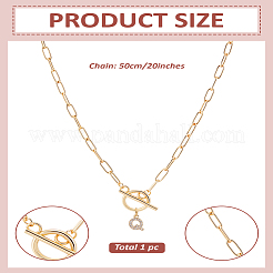 1 pz 304 catena in acciaio inossidabile e collana con ciondolo a forma di lettera in micro pavé di zirconi cubici in ottone&nbsp;NJEW-LP0001-36Q-G