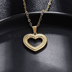 Collane con ciondolo a forma di cuore cavo in acciaio inossidabile 304&nbsp;NJEW-M096-13G
