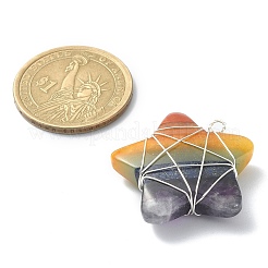 7 Chakra-Edelstein-Anhänger mit Kupferdraht umwickelt&nbsp;PALLOY-TA00050-02