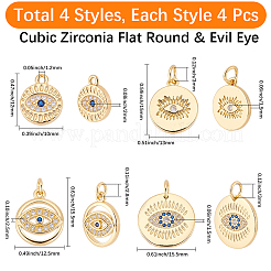 16pcs 4 styles pendentifs en laiton micro pavé de zircone cubique&nbsp;KK-BBC0024-13