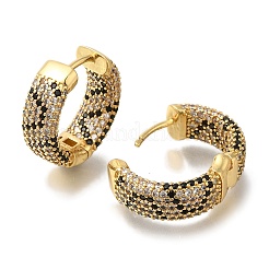 Orecchini a cerchio con micro pavé di zirconi in ottone placcato cremagliera&nbsp;EJEW-H016-23G