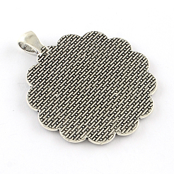 Aleación de la flor del estilo tibetano bases grandes colgantes cabochon&nbsp;X-TIBEP-Q055-08AS-RS