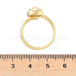 Manschettenringe aus Messing mit Mikropavé und Zirkonia in Blumenform für Damen&nbsp;RJEW-A069-05G-01